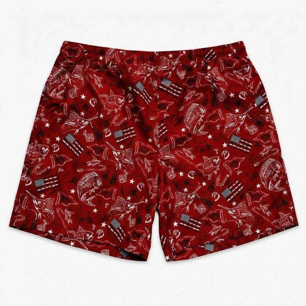 Columbia PFG Water Shorts USA Red White Blue Swim Trunks Mens Large Fourth July